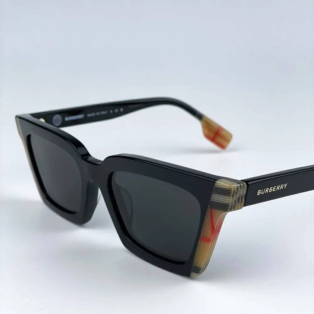 NEW Burberry BE4392U BRIAR 405587  Black Vintage Check Dark Grey  Cat Eye Women